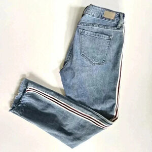 Dear John cropped distressed straight leg jeans stripes sz 29/30